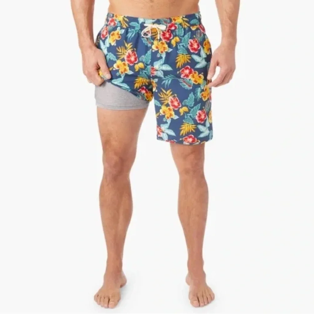 Fair Harbor Anchor Swim Trunks | Men’s XXL | Yellow Tropics